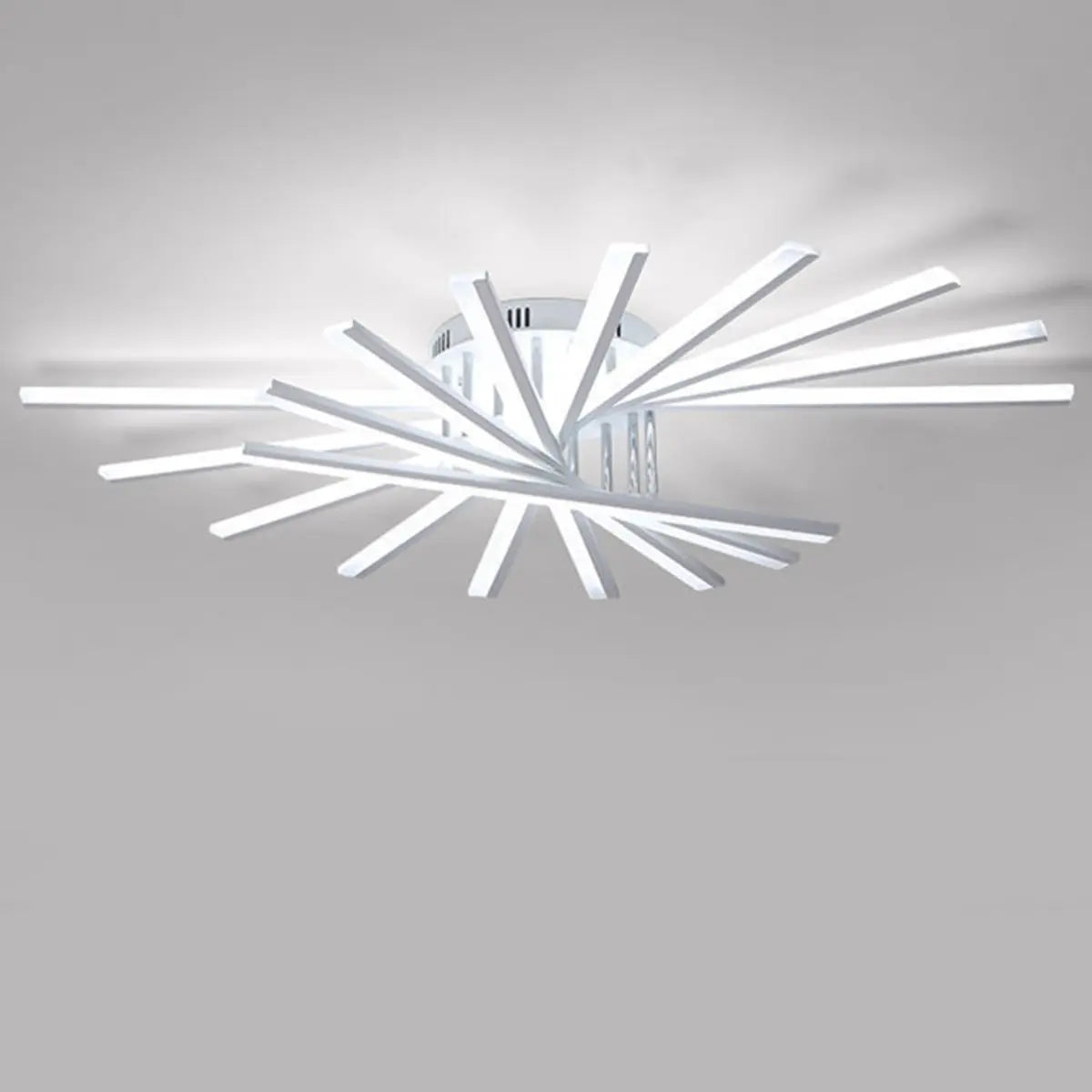 Modern Large White Sunburst Semi-Flush Mount Light Image - 15
