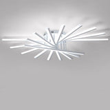Modern Large White Sunburst Semi-Flush Mount Light Image - 15