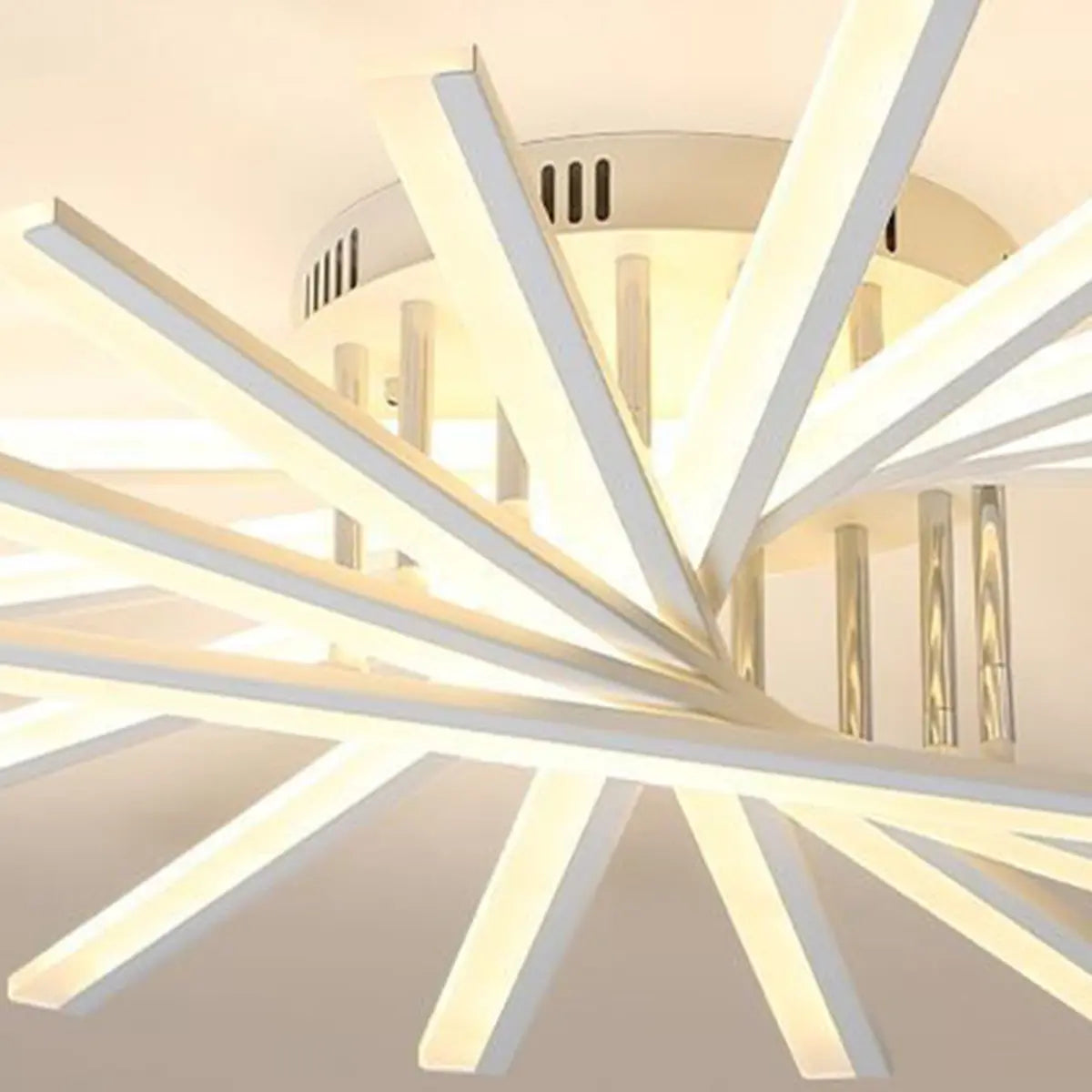 Modern Large White Sunburst Semi-Flush Mount Light Image - 16