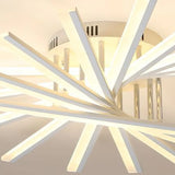 Modern Large White Sunburst Semi-Flush Mount Light Image - 16