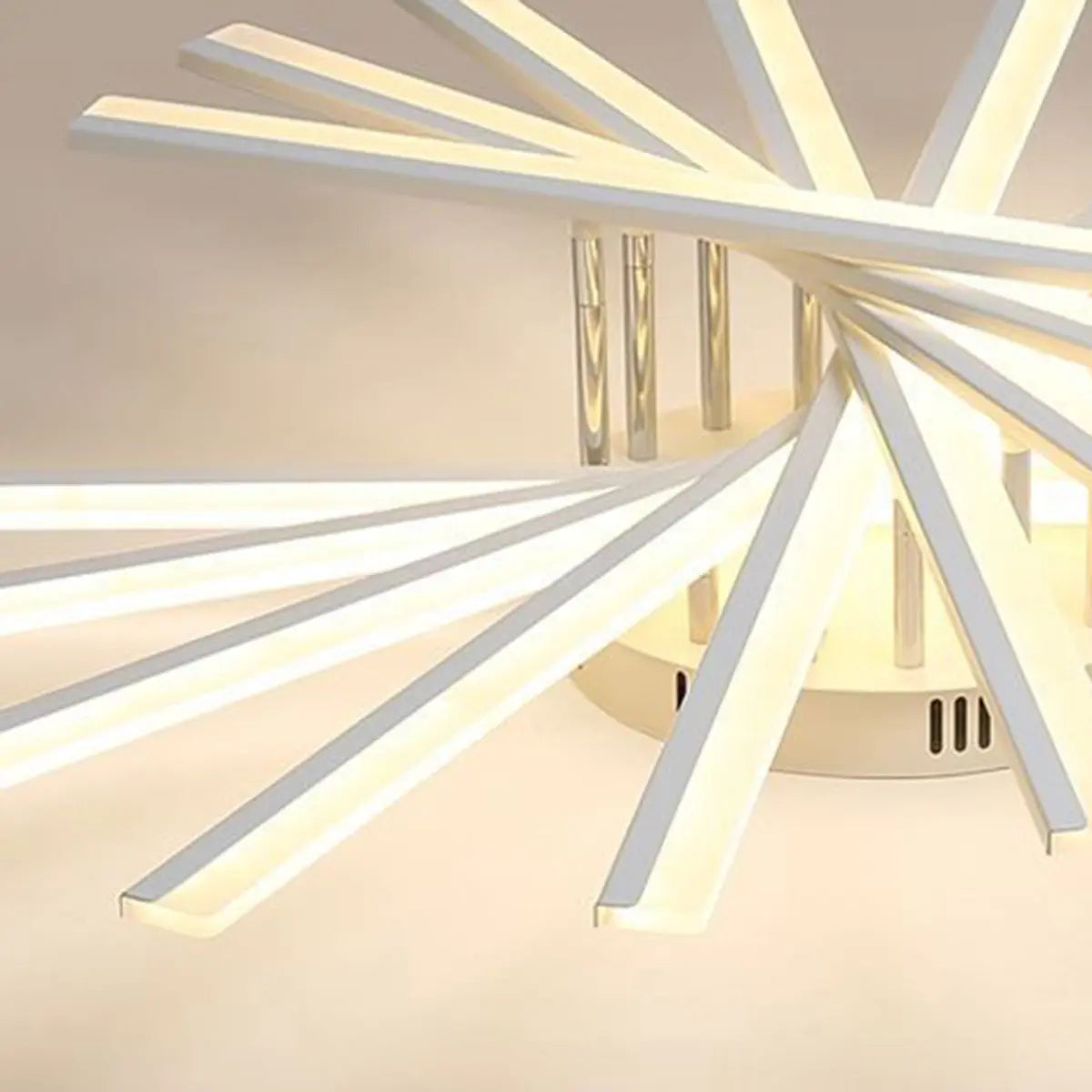 Modern Large White Sunburst Semi-Flush Mount Light Image - 17