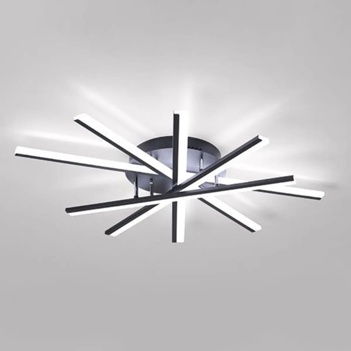 Modern Large White Sunburst Semi-Flush Mount Light Image - 4