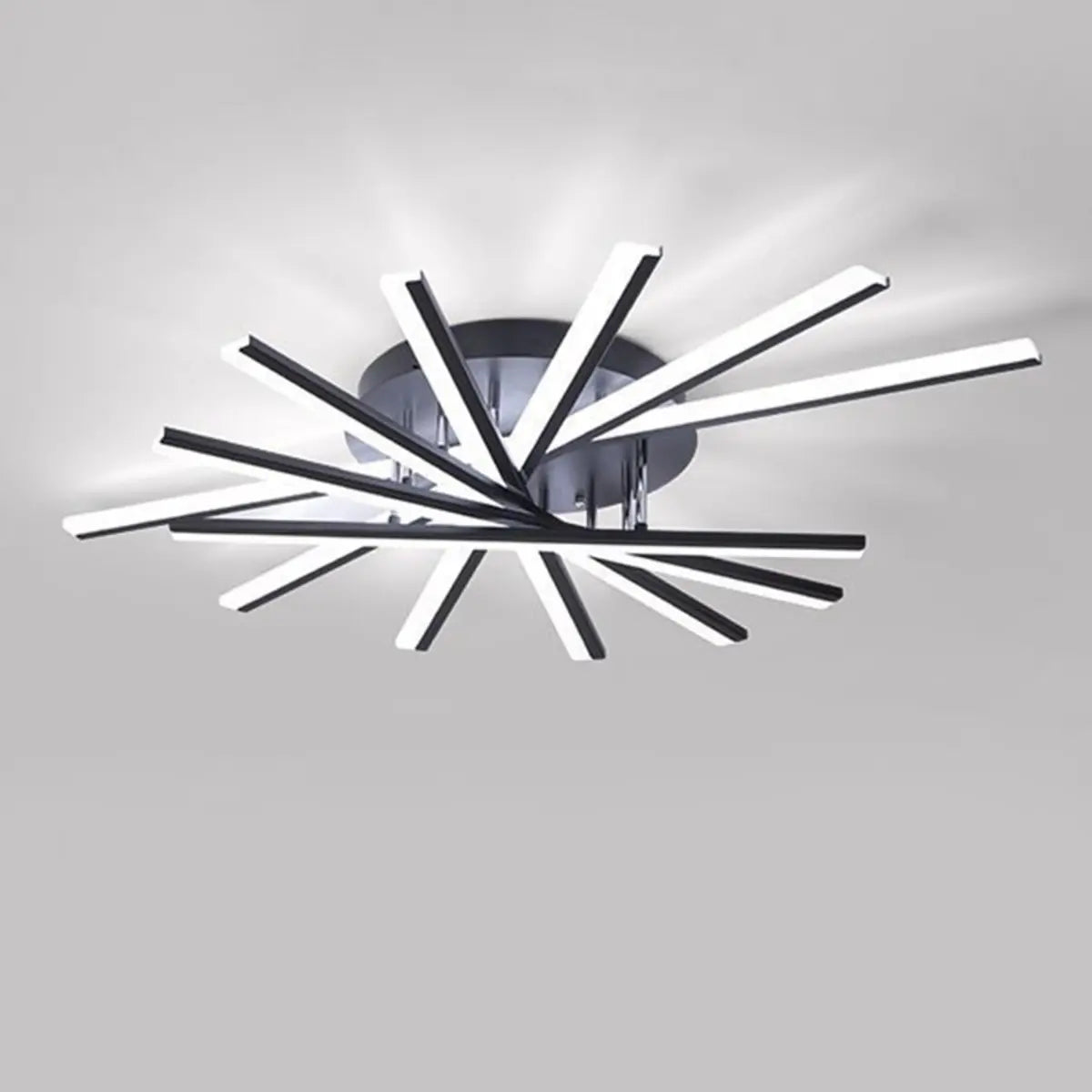 Modern Large White Sunburst Semi-Flush Mount Light Image - 5