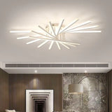 Modern Large White Sunburst Semi-Flush Mount Light Image - 7