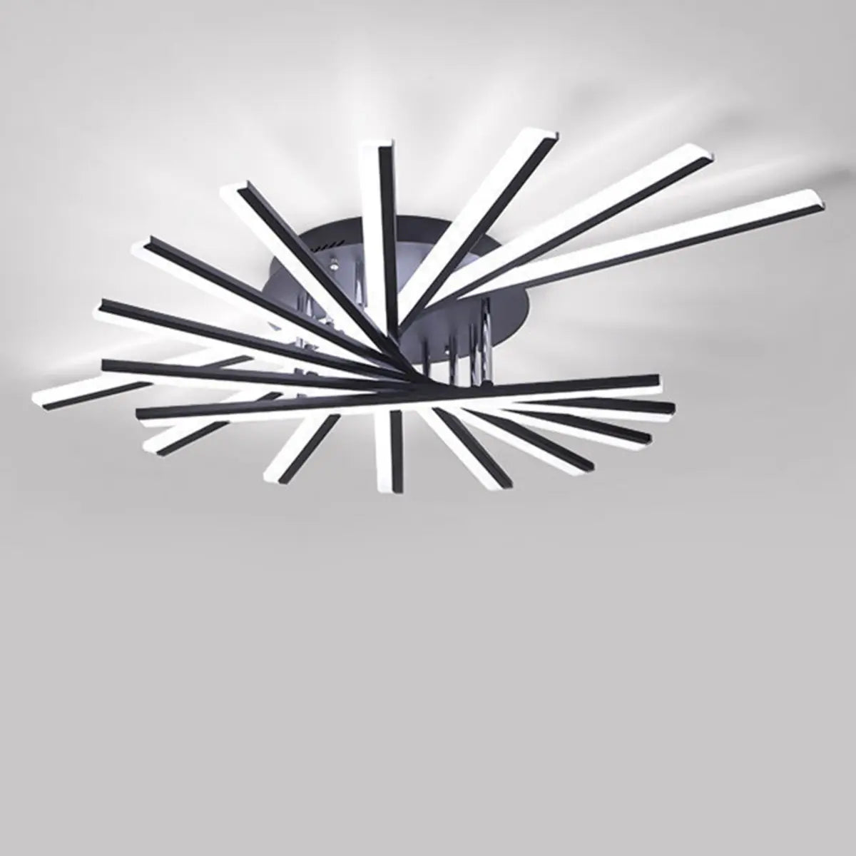 Modern Large White Sunburst Semi-Flush Mount Light Image - 8