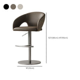 Modern Swivel Adjustable Brown Leather Bucket Back Bar Stool Image - 17
