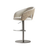 Modern Swivel Adjustable Brown Leather Bucket Back Bar Stool Image - 3