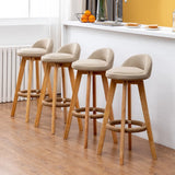 Modern Swivel Bar Stool with Backrest and Upholstered Seat Image - 1