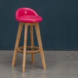 Modern Swivel Bar Stool with Backrest and Upholstered Seat Image - 10