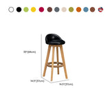 Modern Swivel Bar Stool with Backrest and Upholstered Seat #size