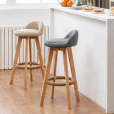 Modern Swivel Bar Stool with Backrest and Upholstered Seat Image - 4