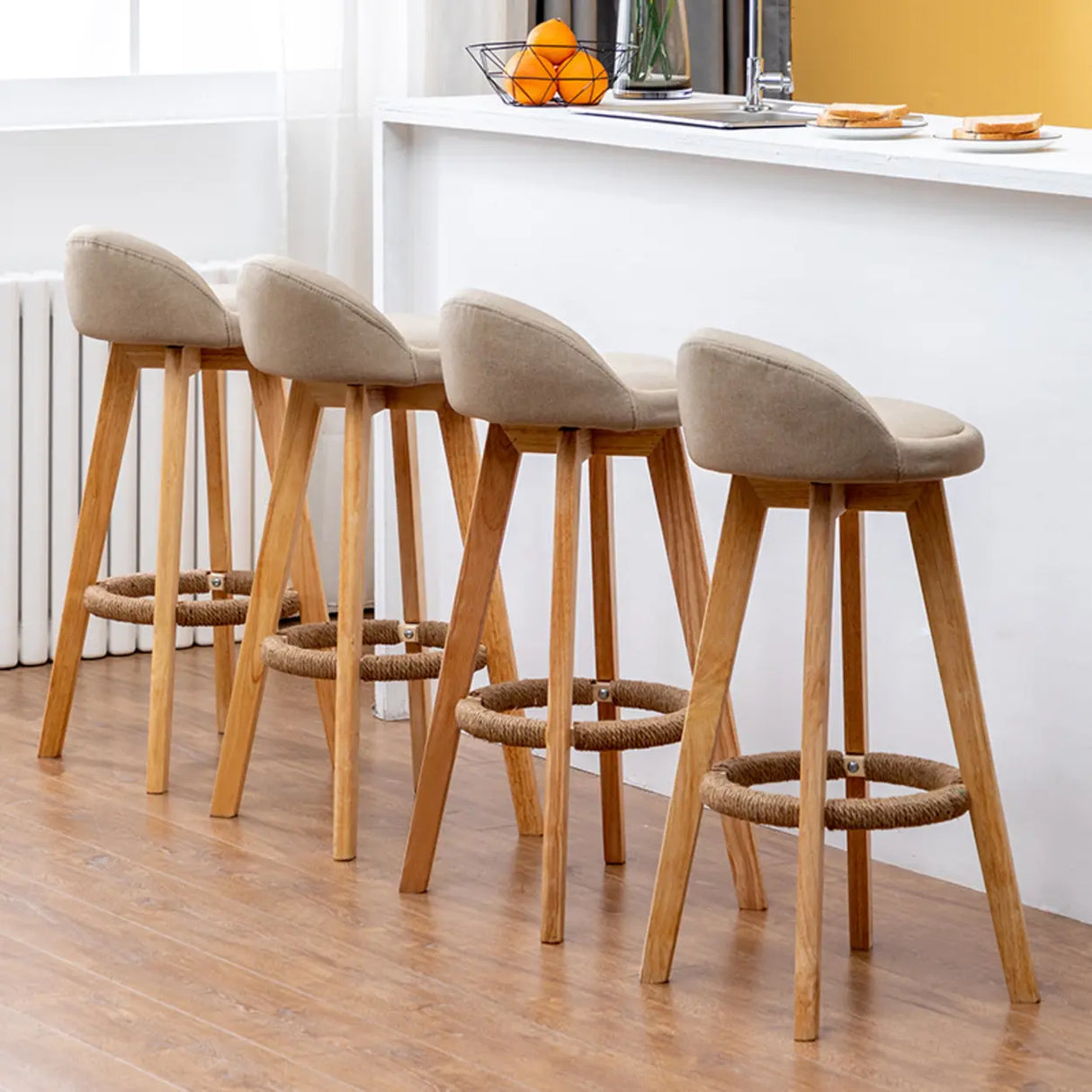 Modern Swivel Bar Stool with Backrest and Upholstered Seat Image - 6