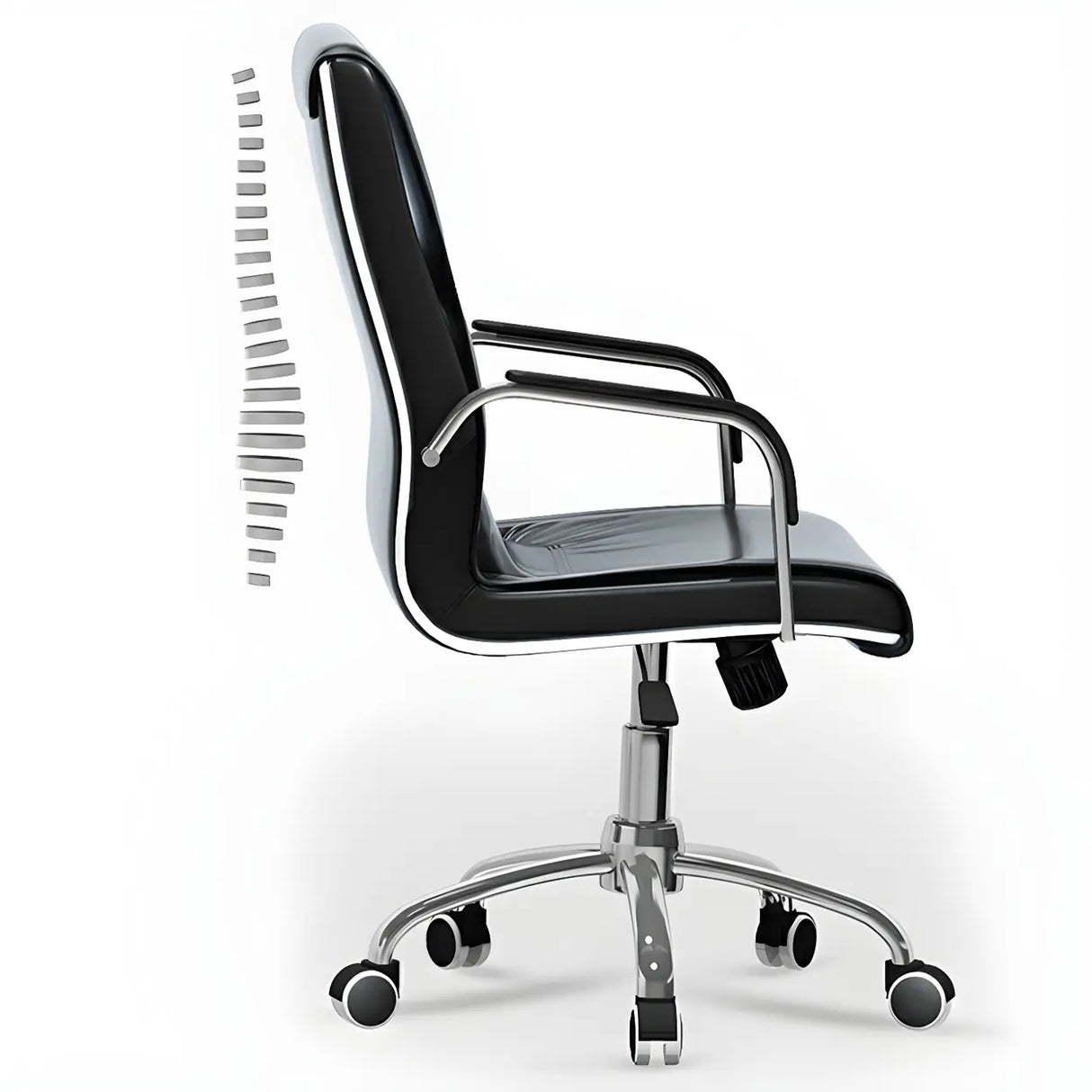 Modern Swivel Black Adjustable Seat Leather Office Chair Image - 12