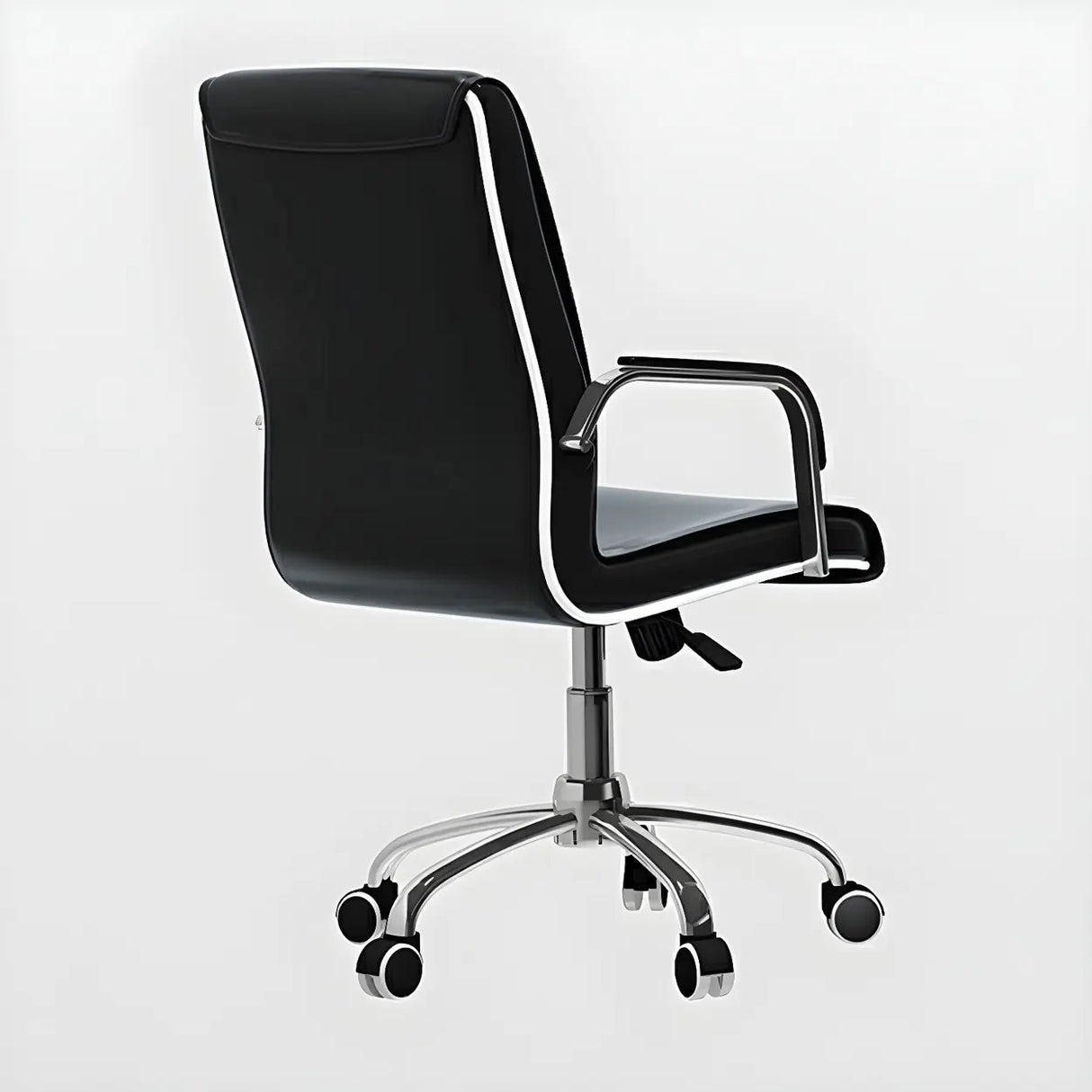 Modern Swivel Black Adjustable Seat Leather Office Chair Image - 14