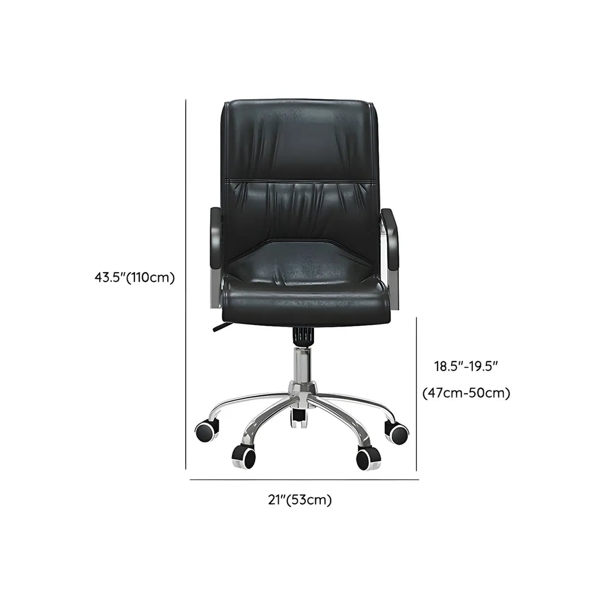 Modern Swivel Black Adjustable Seat Leather Office Chair Image - 16