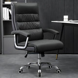 Modern Swivel Black Adjustable Seat Leather Office Chair Image - 2