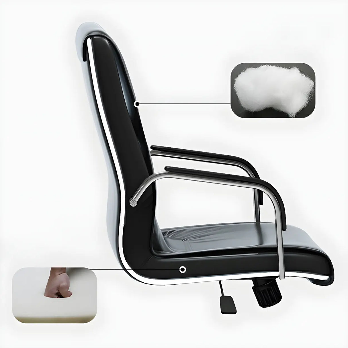 Modern Swivel Black Adjustable Seat Leather Office Chair Image - 4