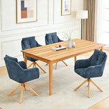 Modern Swivel Blue Fleece Upholstered Curved Back Dining Chair Image - 1