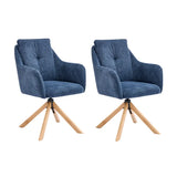 Modern Swivel Blue Fleece Upholstered Curved Back Dining Chair Image - 4
