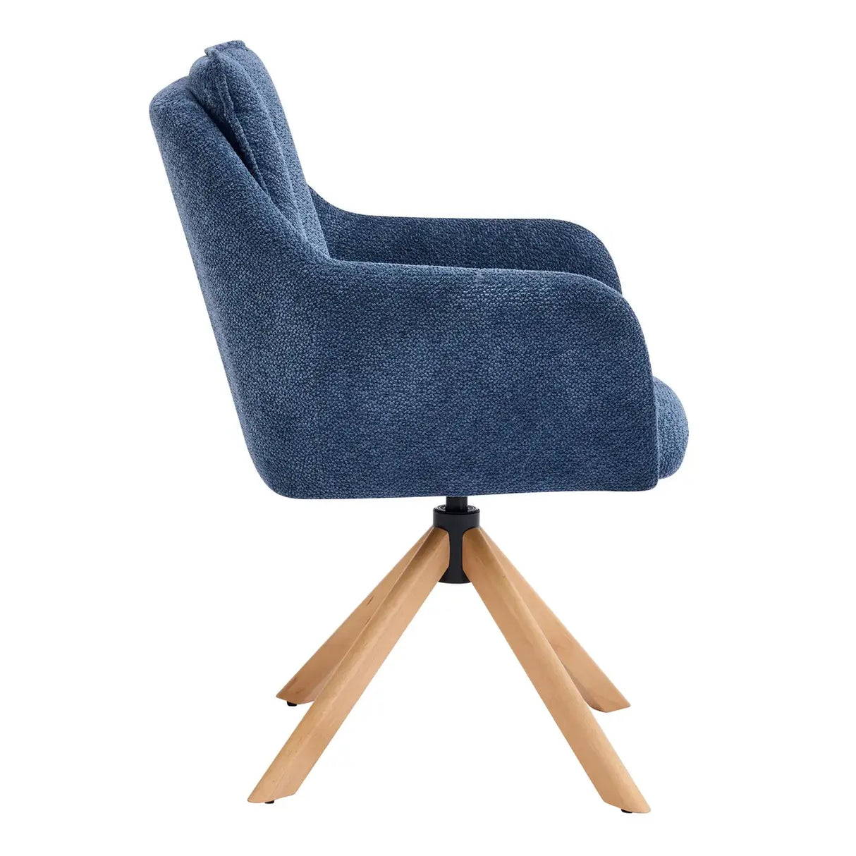 Modern Swivel Blue Fleece Upholstered Curved Back Dining Chair Image - 5