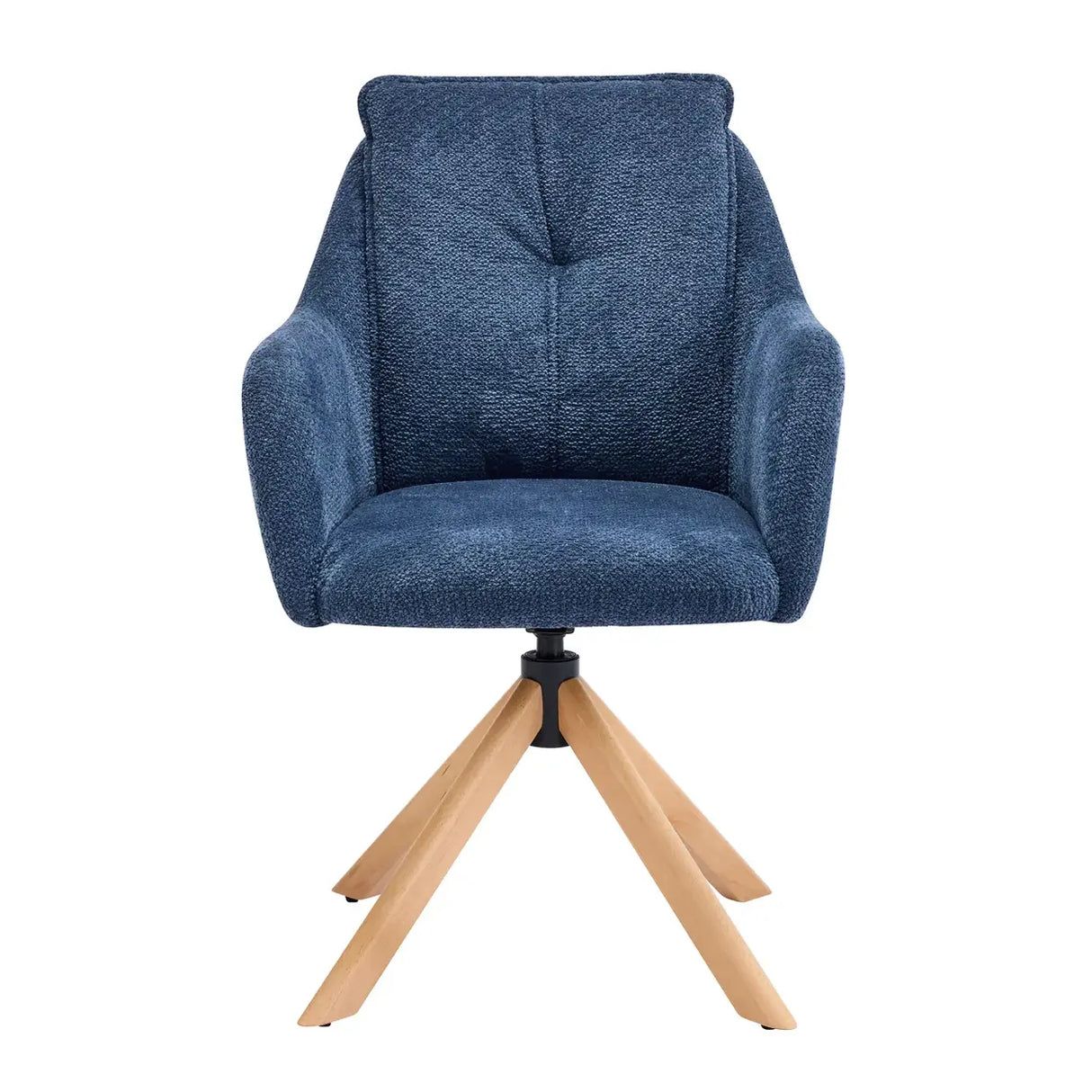 Modern Swivel Blue Fleece Upholstered Curved Back Dining Chair Image - 6