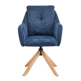 Modern Swivel Blue Fleece Upholstered Curved Back Dining Chair Image - 6