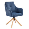 Modern Swivel Blue Fleece Upholstered Curved Back Dining Chair Image - 8