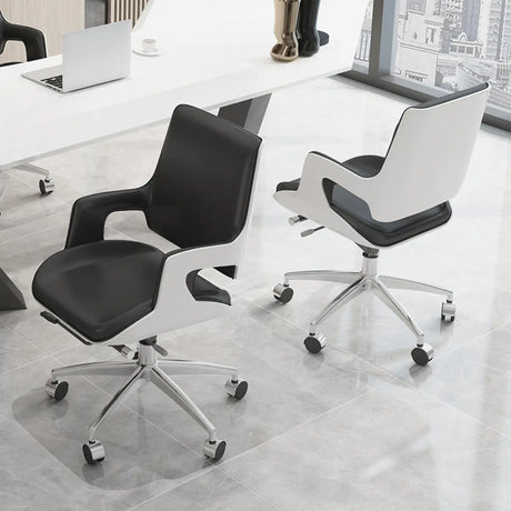 Modern Swivel Conference Silver Base Office Chairs Image - 1