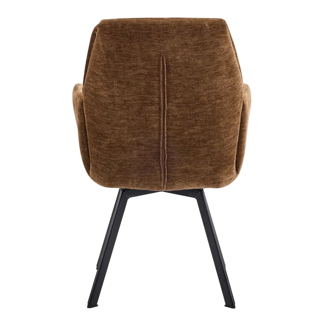 Modern Swivel Curved Back Brown Chenille Arm Dining Chairs Image - 7