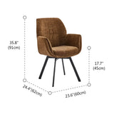 Modern Swivel Curved Back Brown Chenille Arm Dining Chairs #size