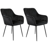 Black 21"L x 21"W x 31.9"H 2 Piece Set Modern Swivel Dining Chair Set of 2 Upholstered Suede Chair Image - 11
