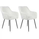 White 21"L x 21"W x 31.9"H 2 Piece Set Modern Swivel Dining Chair Set of 2 Upholstered Suede Chair Image - 13