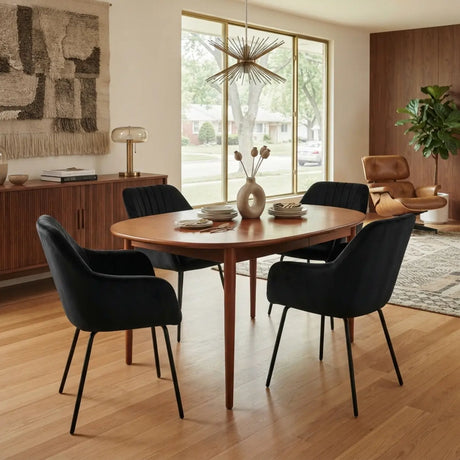 Modern Swivel Dining Chair Set of 2 Upholstered Suede Chair Image - 2