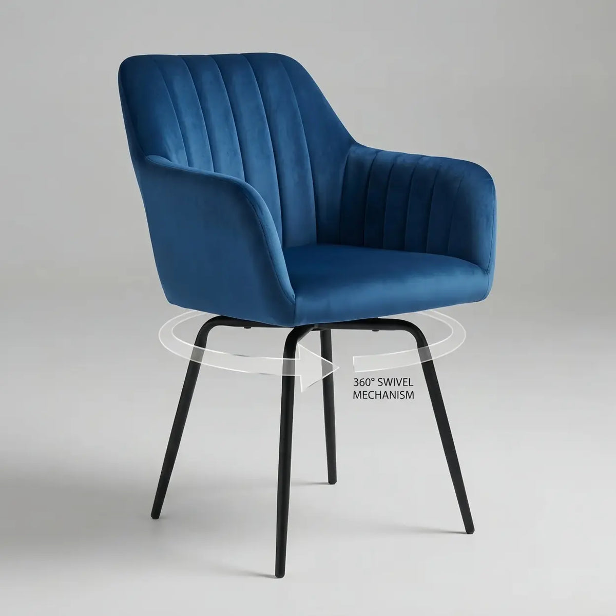 Modern Swivel Dining Chair Set of 2 Upholstered Suede Chair Image - 4