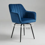 Modern Swivel Dining Chair Set of 2 Upholstered Suede Chair Image - 4