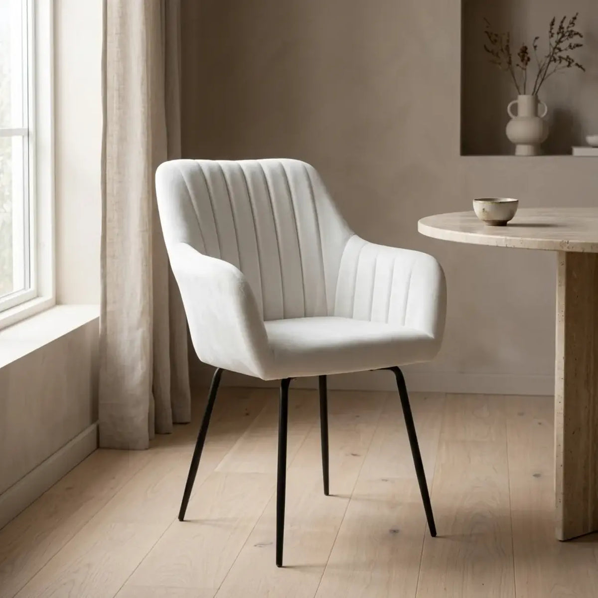 Modern Swivel Dining Chair Set of 2 Upholstered Suede Chair Image - 5