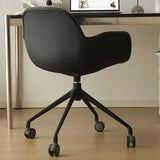 Modern Swivel Leather Metal Base Brown Office Chair Image - 4