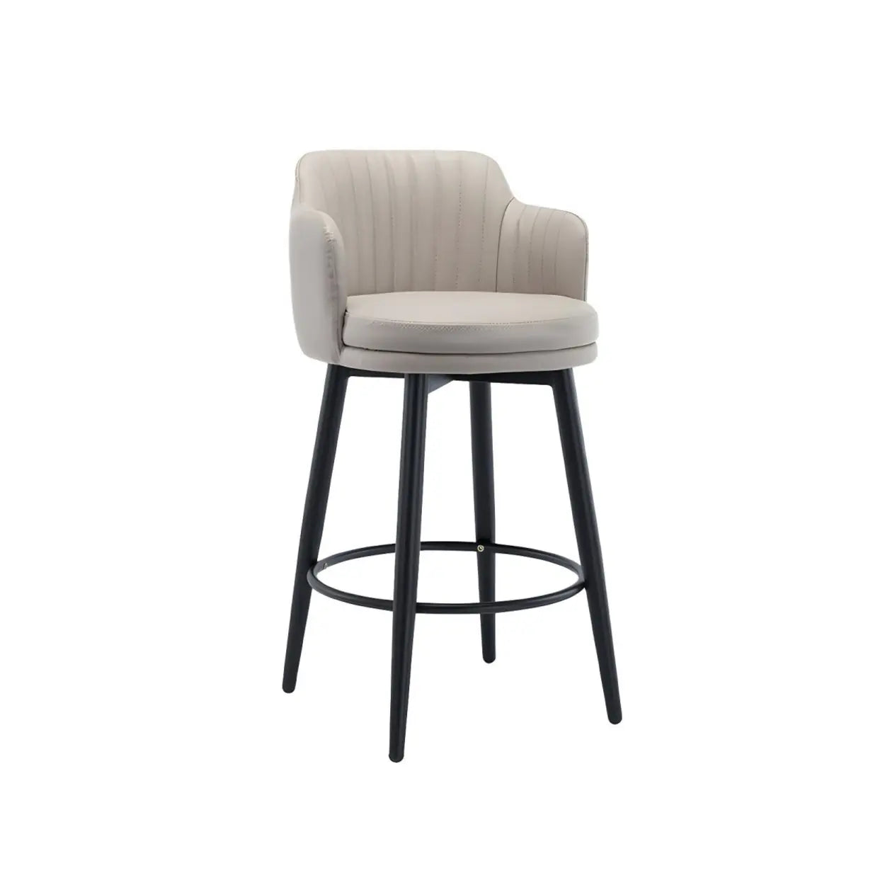 Modern Swivel PU Leather Low Back Bar Stool with Arm Image - 10
