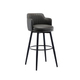 Modern Swivel PU Leather Low Back Bar Stool with Arm Image - 11