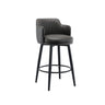 Modern Swivel PU Leather Low Back Bar Stool with Arm Image - 12