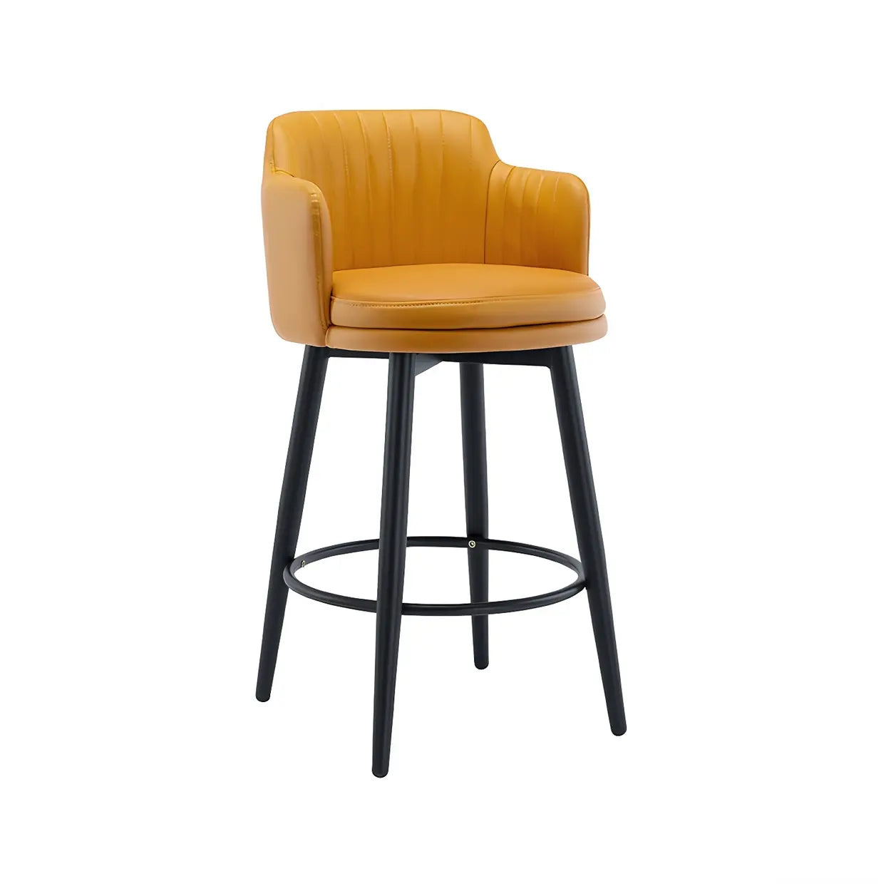 Modern Swivel PU Leather Low Back Bar Stool with Arm Image - 7