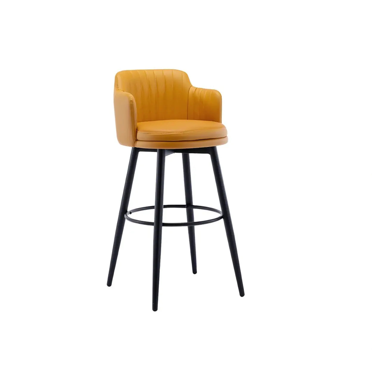 Modern Swivel PU Leather Low Back Bar Stool with Arm Image - 8