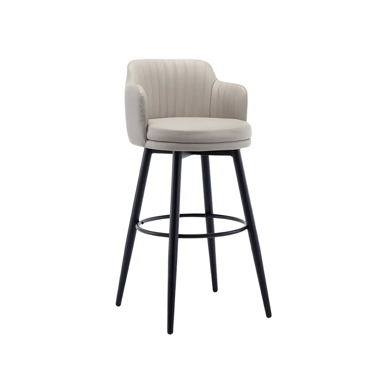 Modern Swivel PU Leather Low Back Bar Stool with Arm Image - 9