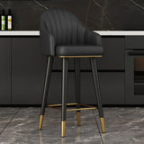 Modern Swivel Upholstered Bar Stool with Footrest Image - 1