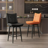 Modern Swivel Upholstered Saddle Bar Stool with Footrest Image - 1