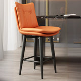 Modern Swivel Upholstered Saddle Bar Stool with Footrest Image - 5