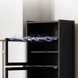 Modern Tall Bamboo Black Entryway Shoe Storage Cabinet Image - 10