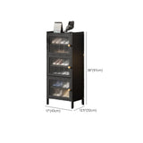 Modern Tall Bamboo Black Entryway Shoe Storage Cabinet Image - 15