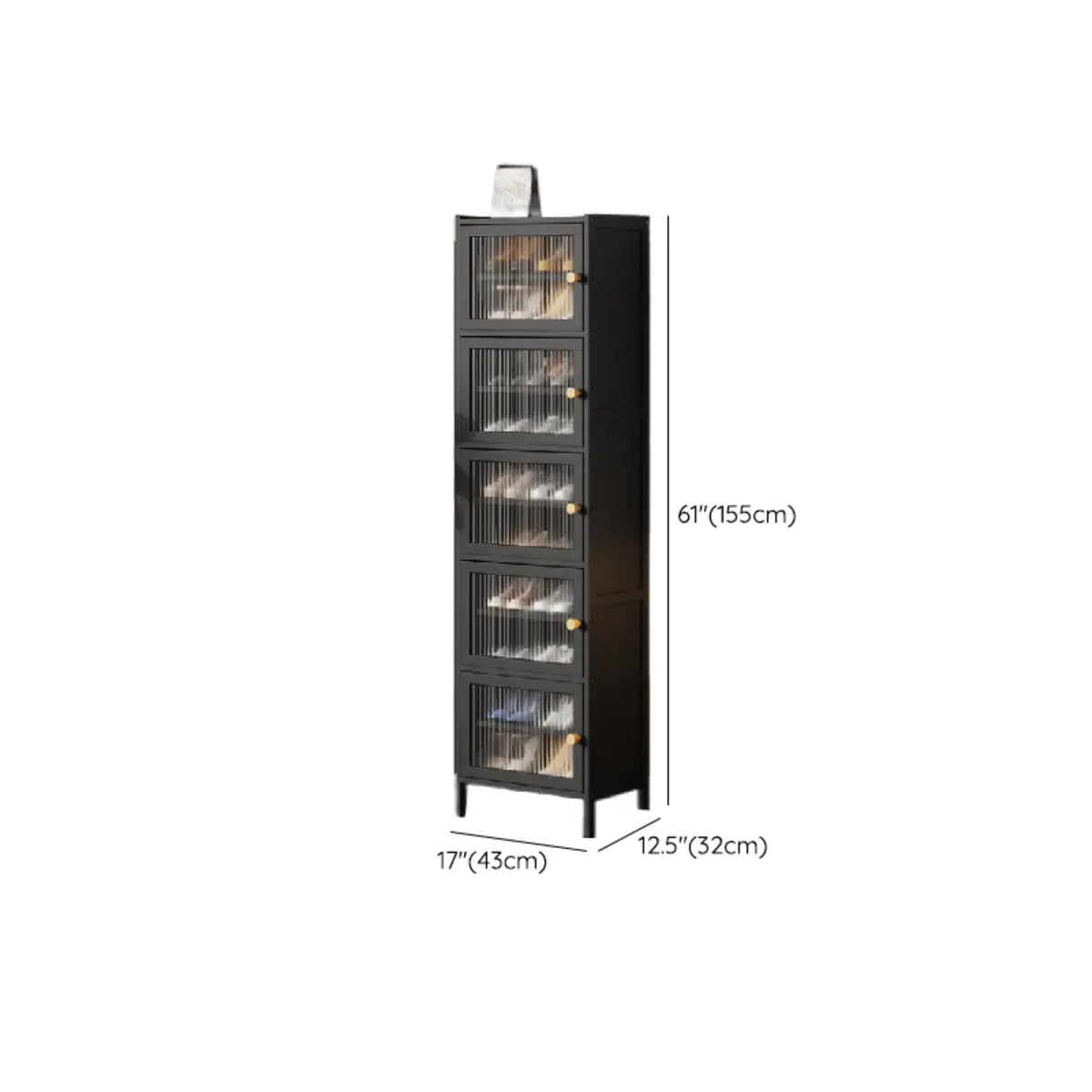 Modern Tall Bamboo Black Entryway Shoe Storage Cabinet Image - 16