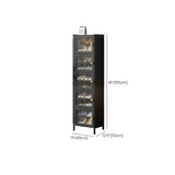 Modern Tall Bamboo Black Entryway Shoe Storage Cabinet Image - 16